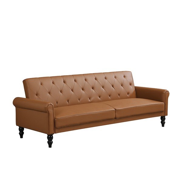 Canapea maro coniac reglabilă/extensibilă cu tapițerie din imitație de piele 222 cm Tyne – Støraa-image-2