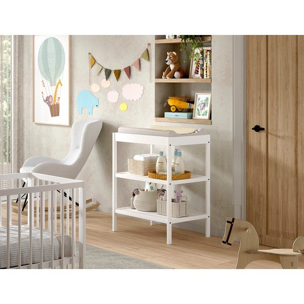 Masă de înfășat albă din lemn de fag Dino – Vipack-image-1