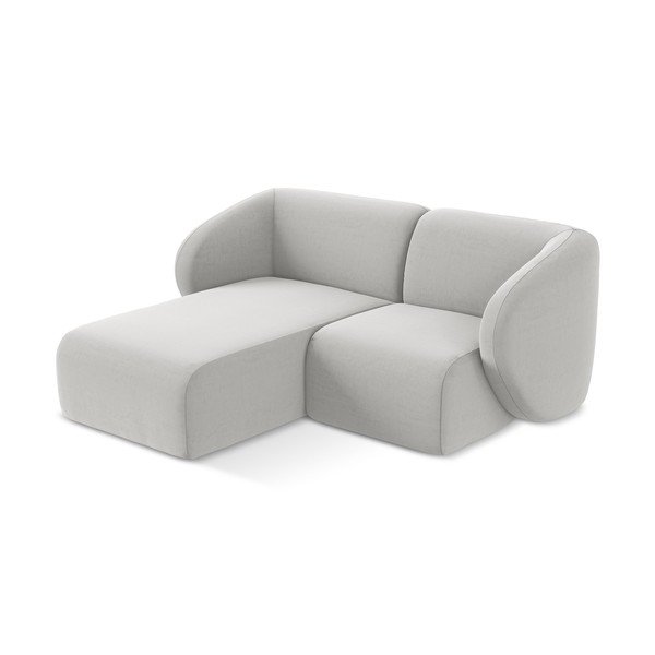 Colțar gri deschis cu tapițerie din catifea (cu colț pe partea stângă/cu șezlong) Lani – Makamii-image-2