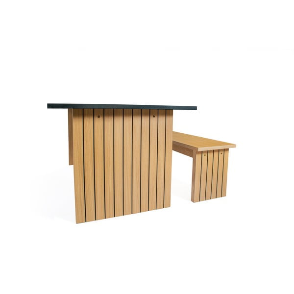 Masă de dining cu blat cu aspect de lemn de stejar 90x160 cm Stripe – Woodman-image-3