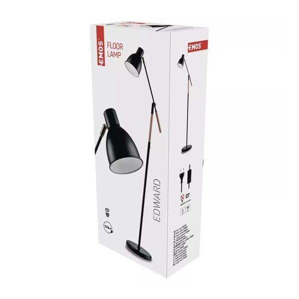Lampadar negru cu abajur din metal (înălțime 150 cm) Edward – EMOS-image-1