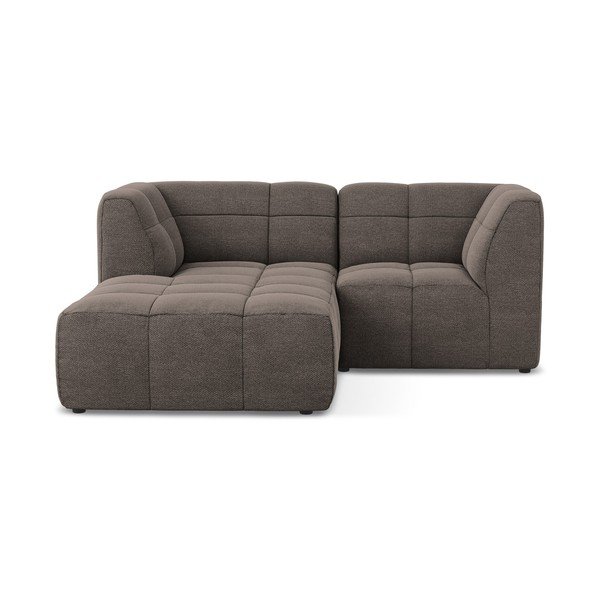 Colțar maro cu tapițerie din țesătură bouclé (cu colț pe partea stângă/cu șezlong) Aloha – Makamii