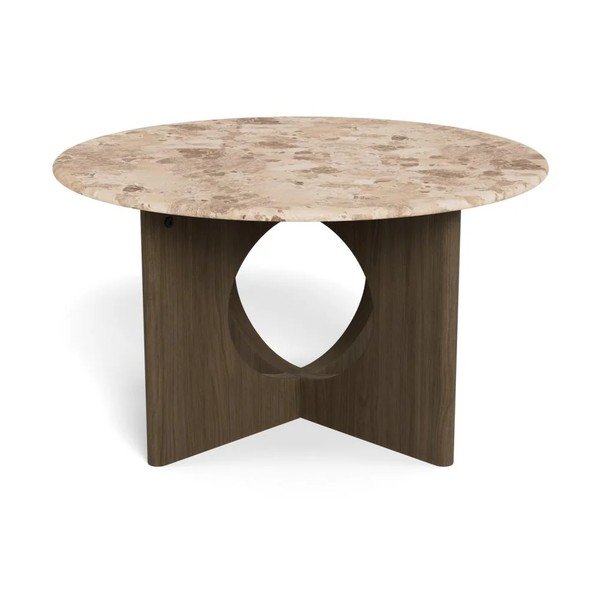 Măsuță de cafea în culoare naturală închisă rotundă cu blat din marmură ø 80 cm Foley – Actona