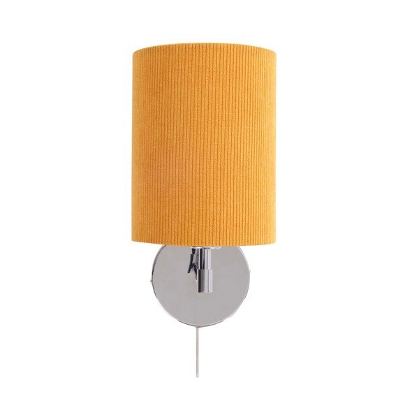 Aplică de perete galbenă/argintiu-lucios din material textil cu alimentare la priză Seth – Jotex-image-3