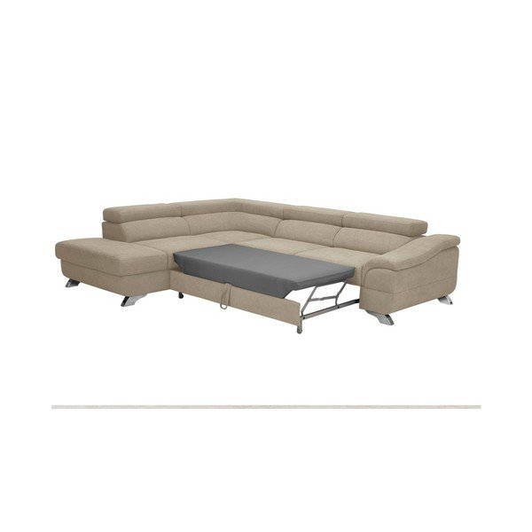 Colțar extensibil cu tapițerie de catifea și șezlong pe partea dreaptă Windsor & Co Sofas Gamma, maro-gri-image-4