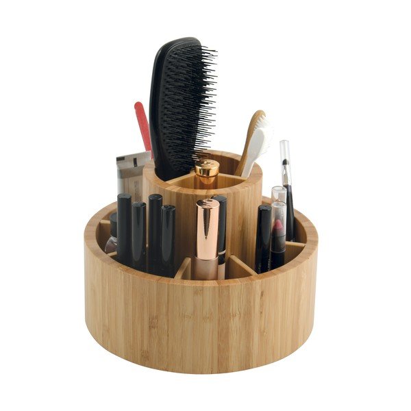 Organizator de baie în culoare naturală pentru cosmetice/rotativ, din bambus Isalys – MSV
