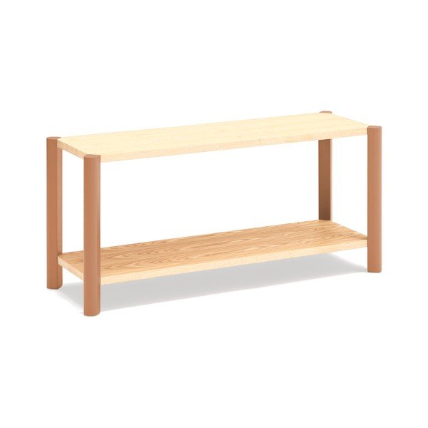 Etajeră cărămizie/în culoare naturală deschisă cu aspect de lemn de stejar 126x59x43 cm Bona – Teulat-image-2