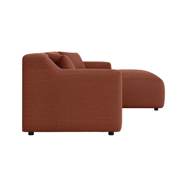 Colțar cărămiziu cu tapițerie din catifea reiată  (cu colț pe partea dreaptă, cu șezlong) Martin – Ropez-image-3