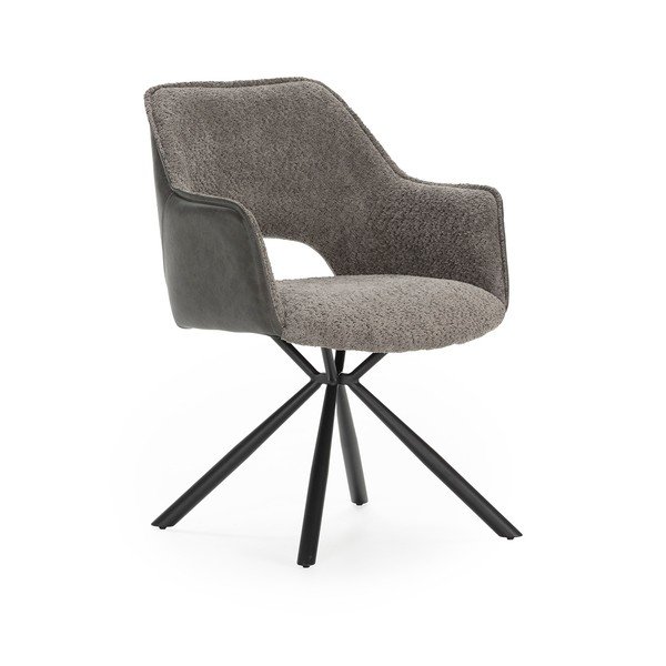 Set de scaune de sufragerie gri cu cotiere 2 buc. tapițat Mariel – Marckeric