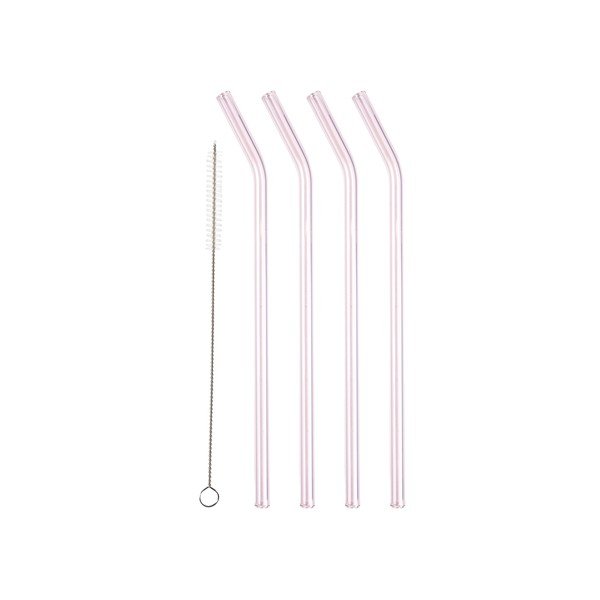 Paie de băut cu perie de curățare 4 buc. din sticlă – Lyngby Glas