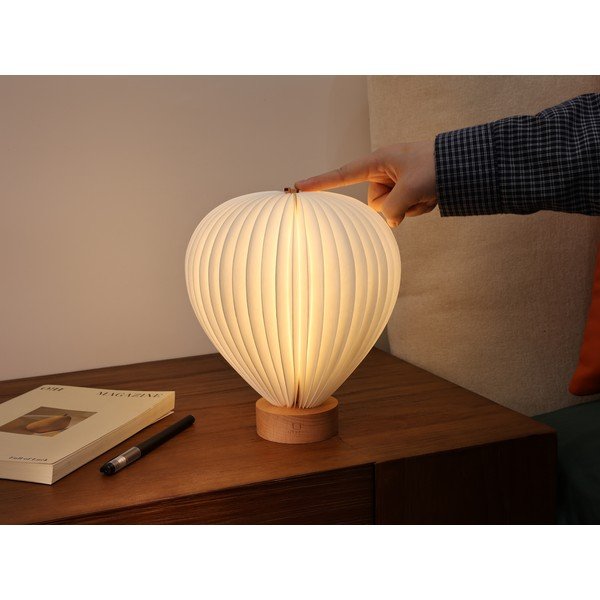 Veioză albă LED cu intensitate reglabilă cu abajur din hârtie (înălțime 20 cm) Aeris – Gingko-image-4