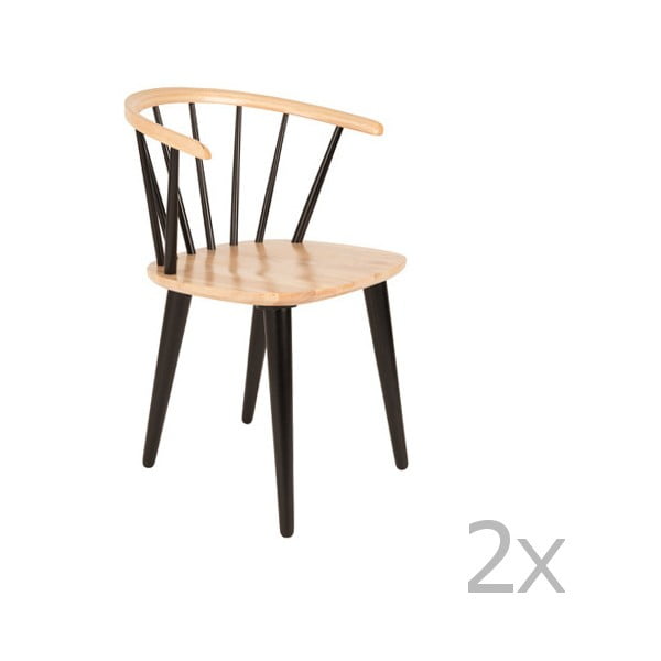 Set 2 scaune din lemn de cauciuc Whote Label Gee, negru