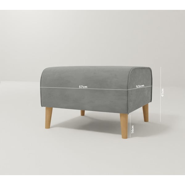 Taburet gri deschis cu tapițerie din catifea Carole – Ropez-image-3