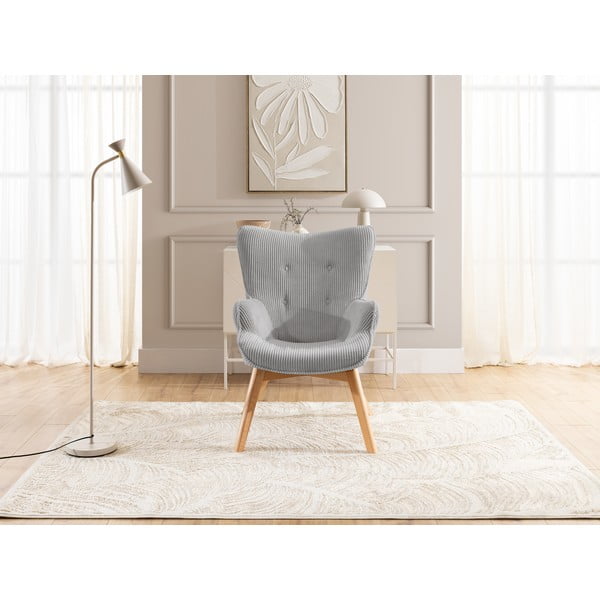 Fotoliu gri cu tapițerie din catifea reiată Niko – Ropez-image-1