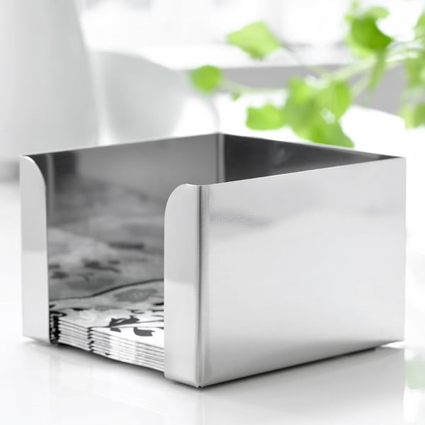Cutie din oțel inoxidabil argintie pentru șervețele Steel Function,12,5 x 12,5 cm