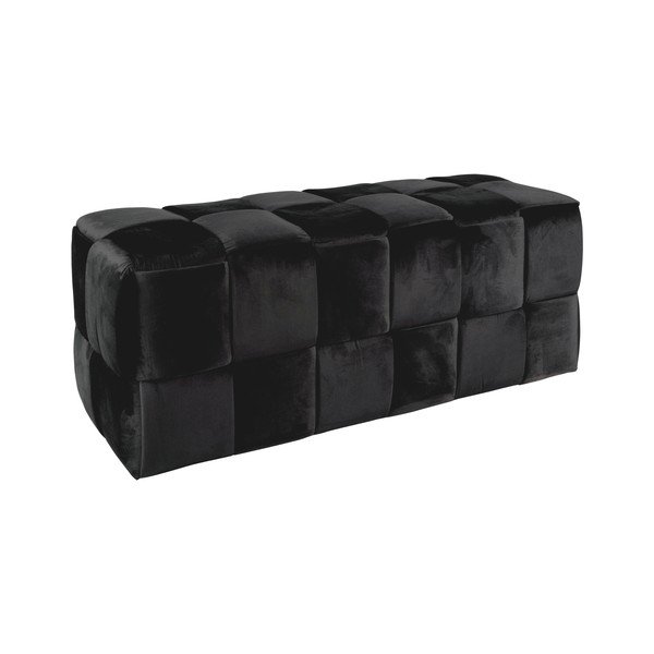 Taburet negru cu tapițerie din catifea Weaved – Leitmotiv