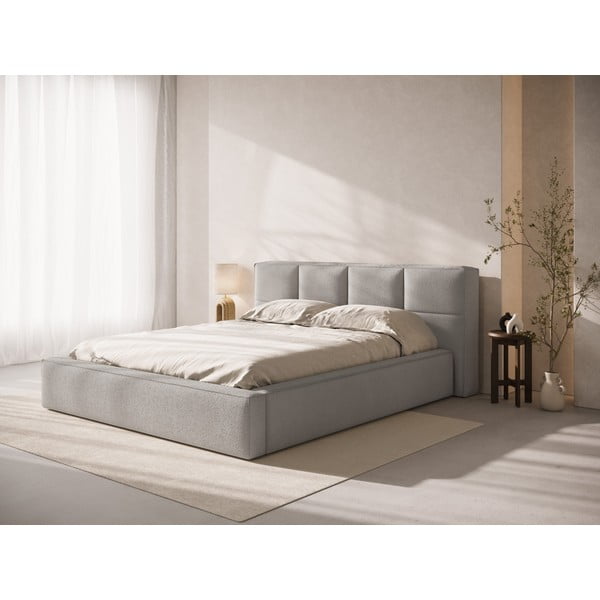 Tăblie de pat gri deschis tapițată 229x100 cm Darren – Micadoni -image-1