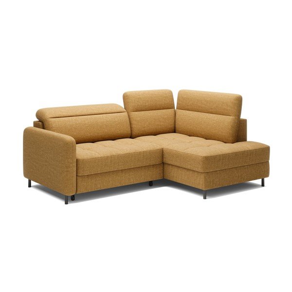 Colțar galben extensibil/cu spațiu de depozitare cu tapițerie din catifea (cu colț pe partea dreaptă/în formă de ”L”) Barea – ELTAP-image-2