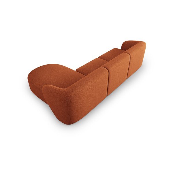Colțar teracotă cu tapițerie din chenille (cu colț pe partea dreaptă, cu șezlong) Paolo – Milo Casa-image-3