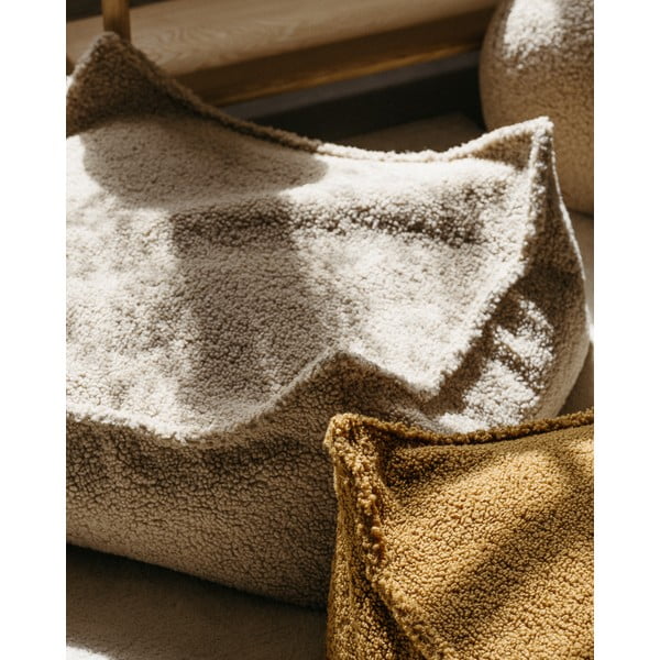 Fotoliu puf pentru copii maro cu tapițerie din țesătură bouclé Square – Wigiwama-image-3