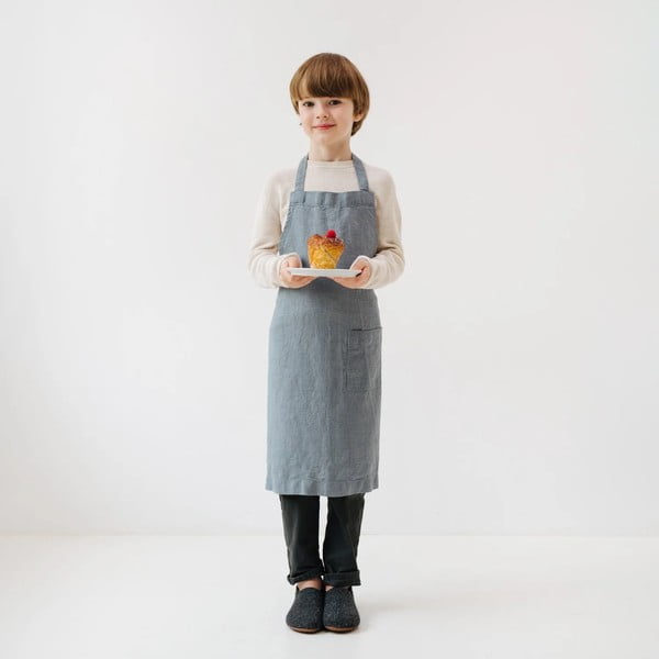 Șorț din in pentru copii Linen Tales Regular, 67 x 57 cm, albastru închis-image-1