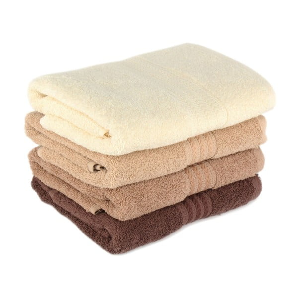 Set 4 prosoape din bumbac Foutastic Brown, 50 x 90 cm, maro-image-1