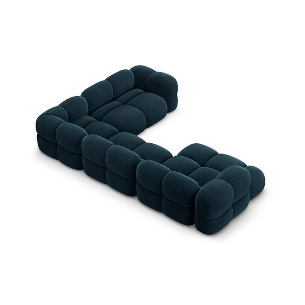 Colțar albastru închis cu tapițerie din catifea (cu colț pe partea dreaptă/în formă de "U") Loretto – Cosmopolitan Design-image-3