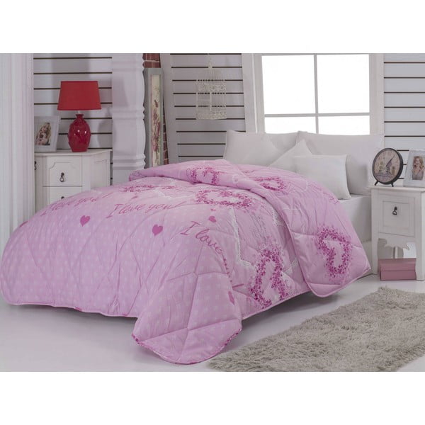 Cuvertură matlasată pentru pat matrimonial Suenso Pink, 195x215 cm