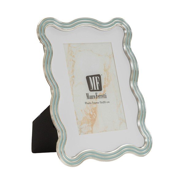 Ramă foto albastru-deschis/argintie cu picior de susținere din metal/din sticlă 17,5x22,5 cm Elizabeth – Mauro Ferretti