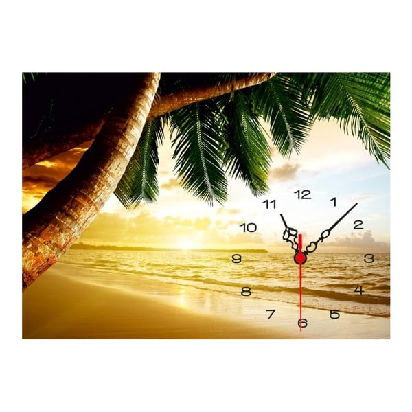 Tablou cu ceas de peret Tropical Paradise Sunset