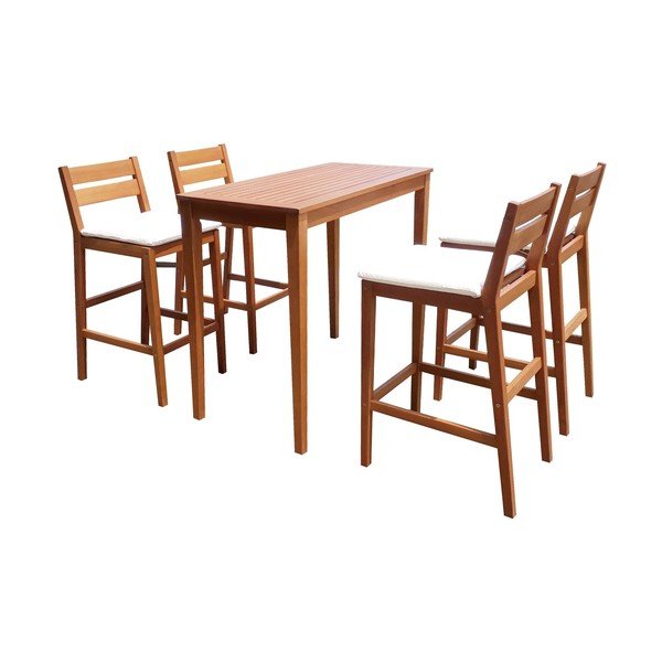 Set de bar de grădină în culoare naturală din lemn de eucalipt pentru 4 persoane Maine – Garden Pleasure-image-1