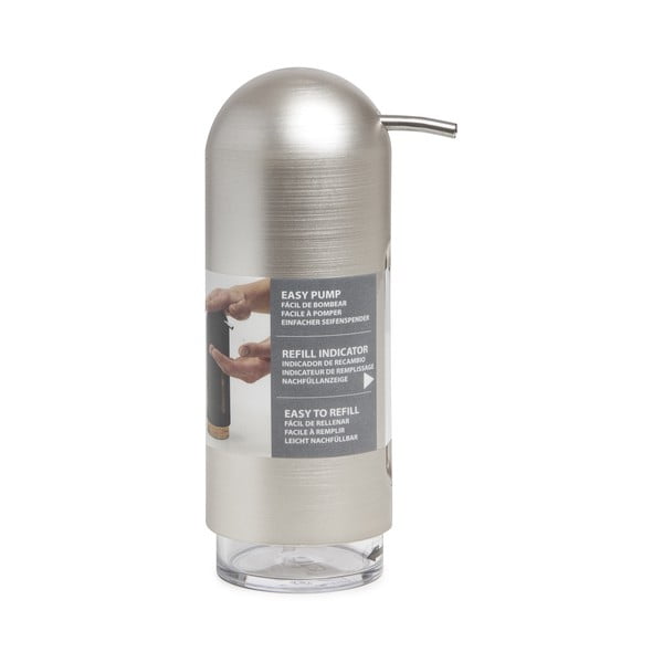 Dozator de săpun lichid argintiu din plastic 350 ml Penguin – Umbra-image-4