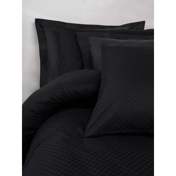 Lenjerie de pat neagră din bumbac ranforcé pentru pat dublu, extinsă 240x220 cm Checkered – Mila Home Luxury-image-2