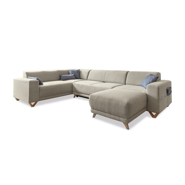 Colțar bej extensibil/cu spațiu de depozitare (cu colț pe partea stângă/în formă de "U") Classy Sophie – Miuform