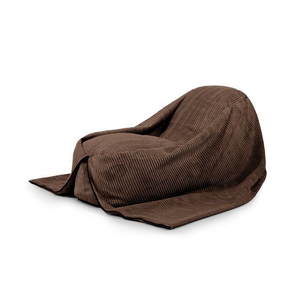 Fotoliu puf pentru copii maro închis cu tapițerie din catifea reiată Cocoon 120 – SLOWDOWN