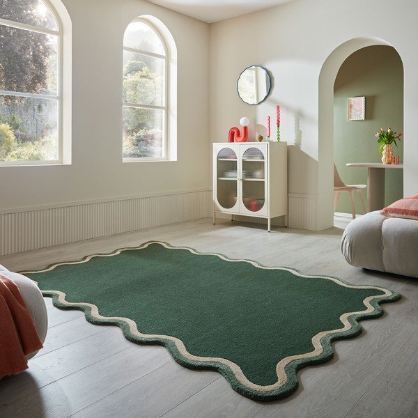 Covor verde închis țesut manual din amestesc de lână 200x290 cm Rivo Wool – Flair Rugs-image-1