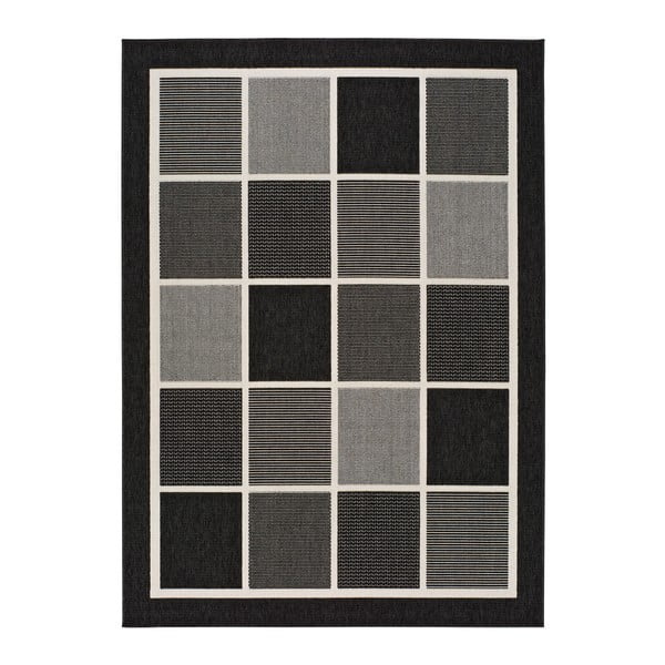 Covor pentru exterior Universal Nicol Squares, 160 x 230 cm, negru-gri