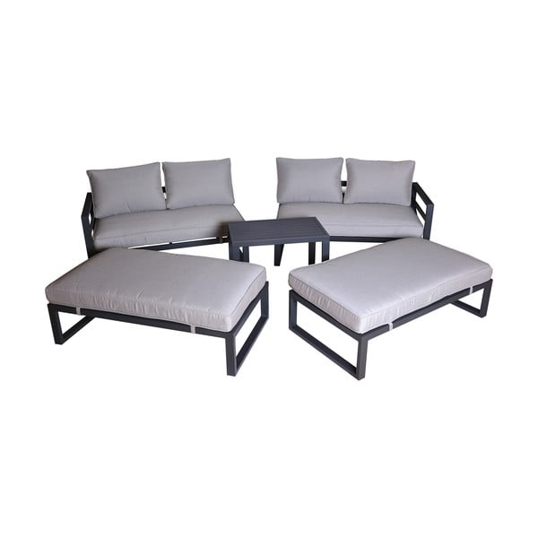 Set mobilier de grădină negru/bej din metal pentru 8 persoane Portland – Rojaplast