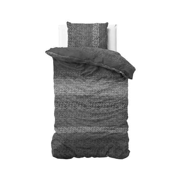 Lenjerie din flanelă pentru pat de o persoană Dreamhouse Gradient Knits, 200 x 220 cm, gri