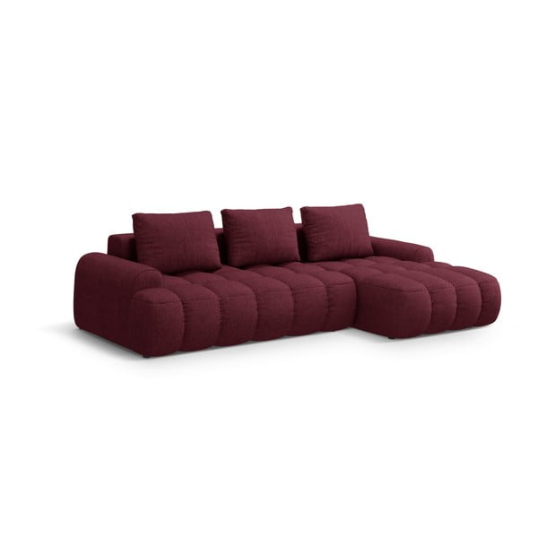 Colțar burgundy extensibil/cu spațiu de depozitare (cu colț pe partea dreaptă/cu șezlong) Linz – Cosmopolitan Design-image-2