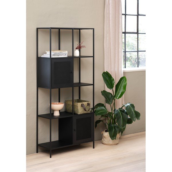 Bibliotecă neagră din metal 80x180 cm Malibu – Unique Furniture-image-1