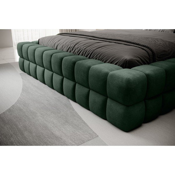 Pat matrimonial verde închis tapițat cu spațiu de depozitare cu somieră 140x200 cm Dizzle – ELTAP-image-4