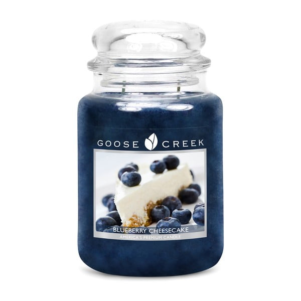 Lumânare parfumată în recipient de sticlă Goose Creek Blueberry Cheesecake, 150 ore de ardere