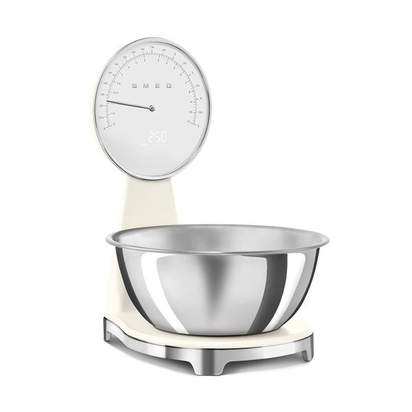 Cântar de bucătărie crem din plastic digital – SMEG