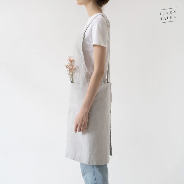 Șorț din in Linen Tales Crossback, lungime 80 cm, gri argintiu-image-2