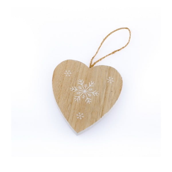 Decorațiune suspendată din lemn, în formă de inimă Dakls Snowflake, înălțime 6,5 cm