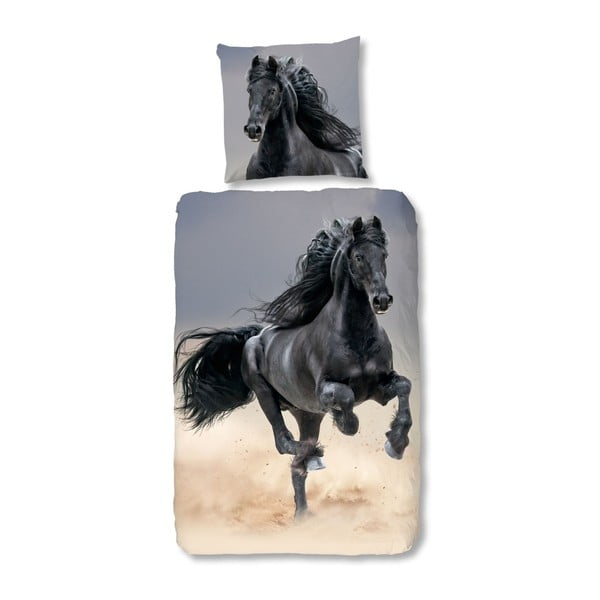 Lenjerie de pat din bumbac pentru copii Muller Horse, 135 x 200 cm