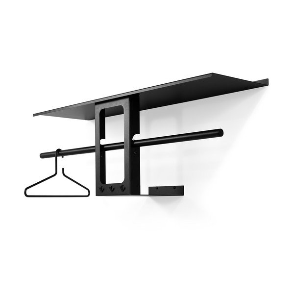 Cuier de perete negru cu raft din oțel 100 cm Luno Small – Spinder Design