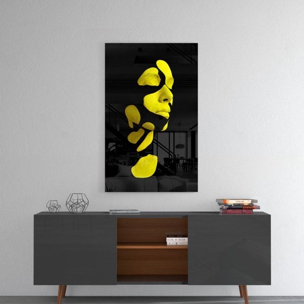 Tablou din sticlă Insigne Fragmented Yellow-image-1
