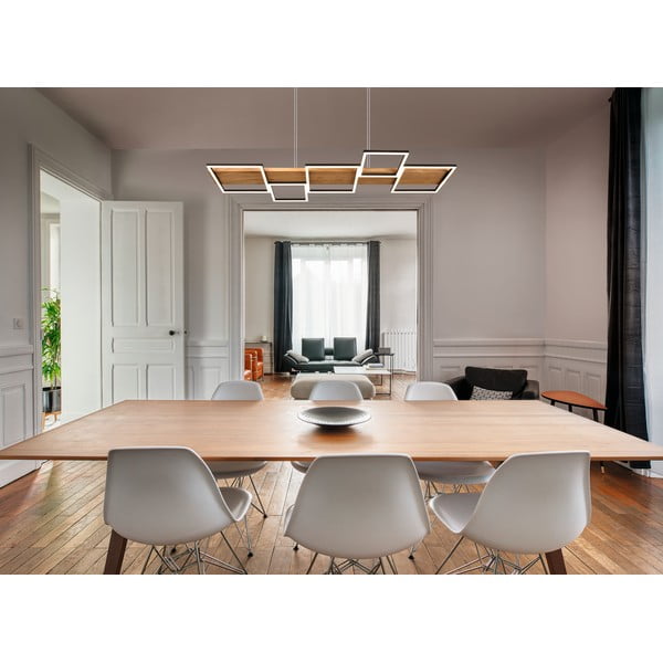 Lustră neagră/în culoare naturală LED cu intensitate reglabilă Harper – Trio-image-1